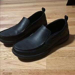 Skechers Men's Dark Leather Slip-Ons